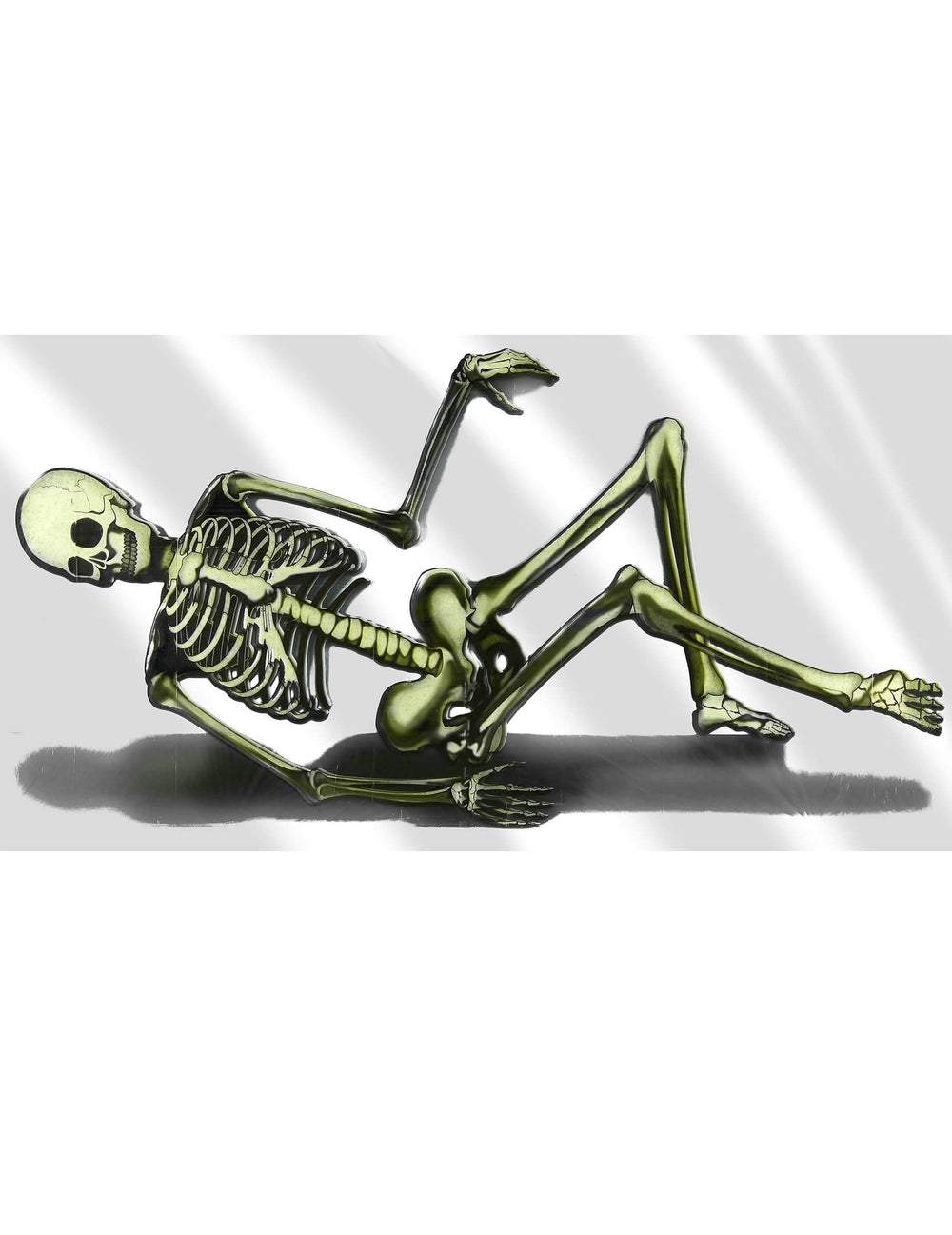 Plastová dekorace kostra na pohovku pro halloween bílá a zelená