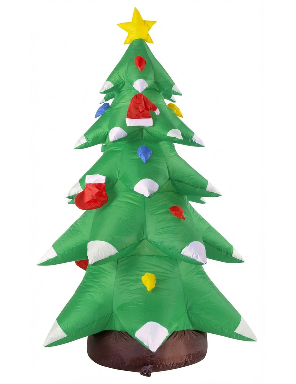 Vue de face de la décoration sapin de Noël gonflable et lumineux