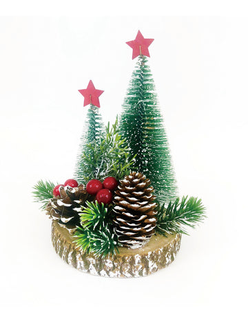 Tradiční dekorace jedle na kládě 21 cm středobodem