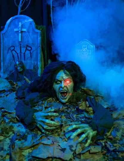 Zvuková a jasná dekorace čarodějnice 90 cm Halloween