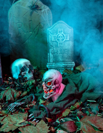Halloweenská animovaná světelná a zvuková dekorace kostry