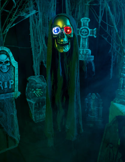 Svítící závěsná dekorace hlavy smrtky