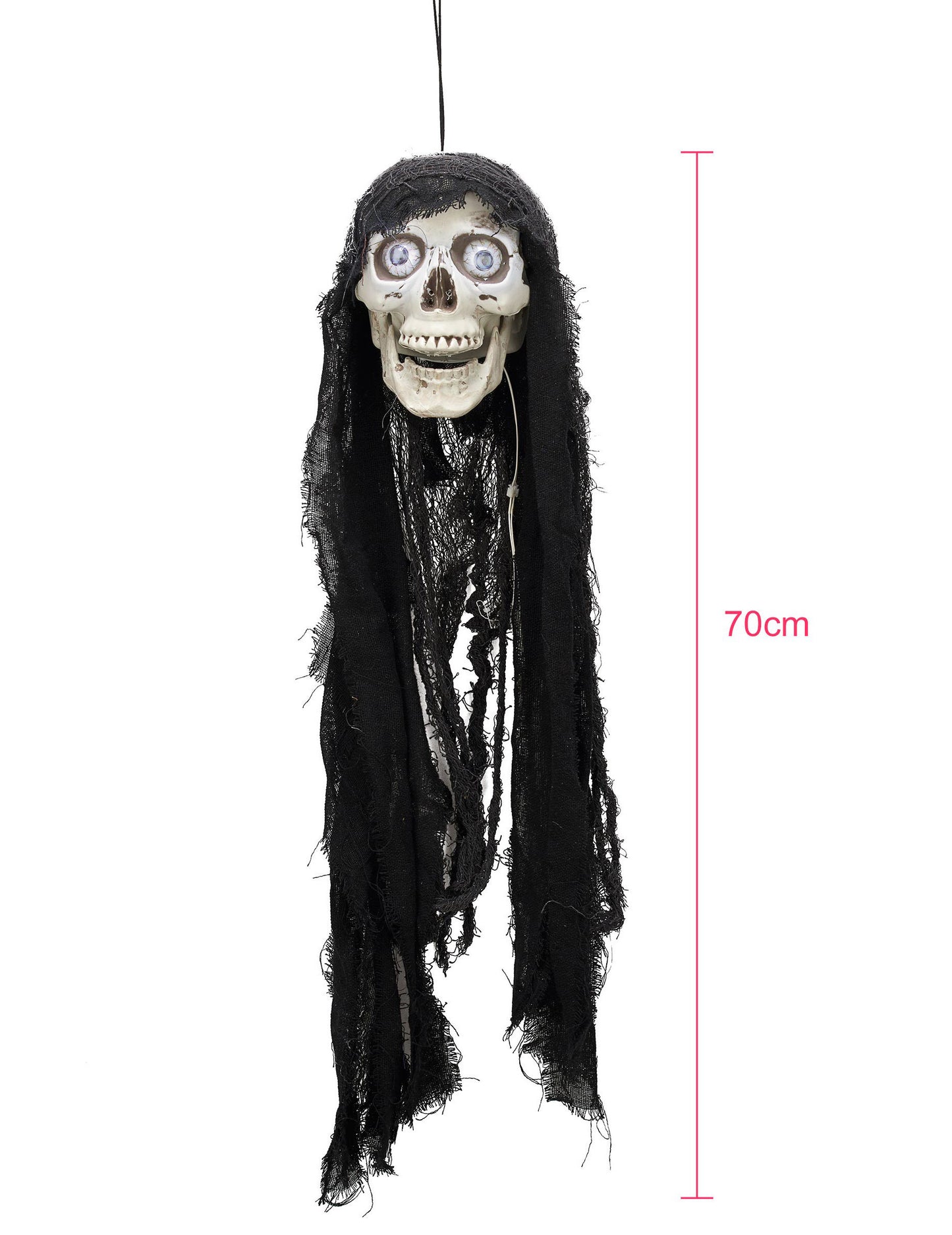 Animovaná dekorace lebky se světlem a zvukem 70 cm