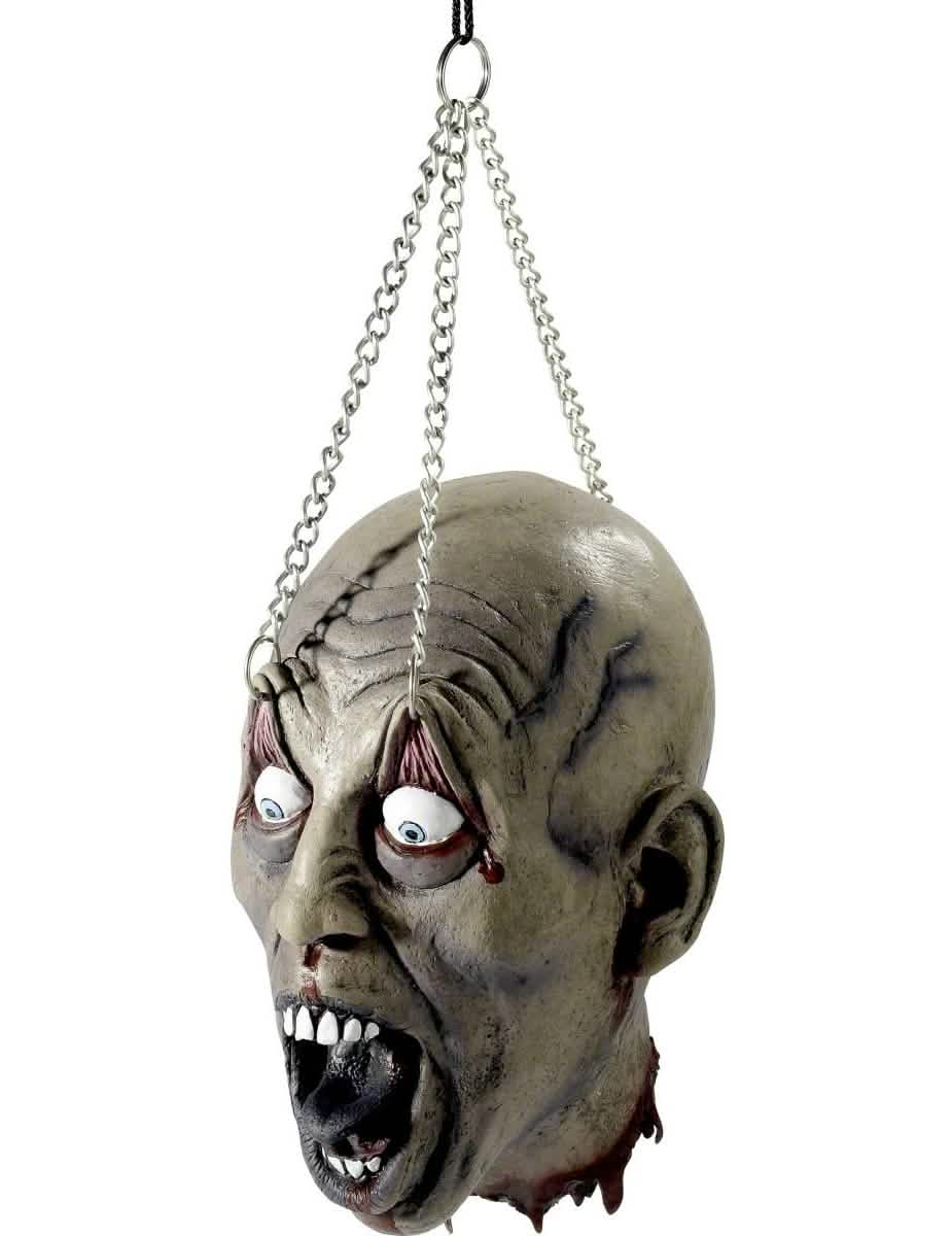 Závěsná dekorace na hlavu na halloween šedá s řetězy