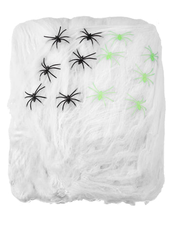Bílá pavučinová dekorace s pavouky 500g Halloween