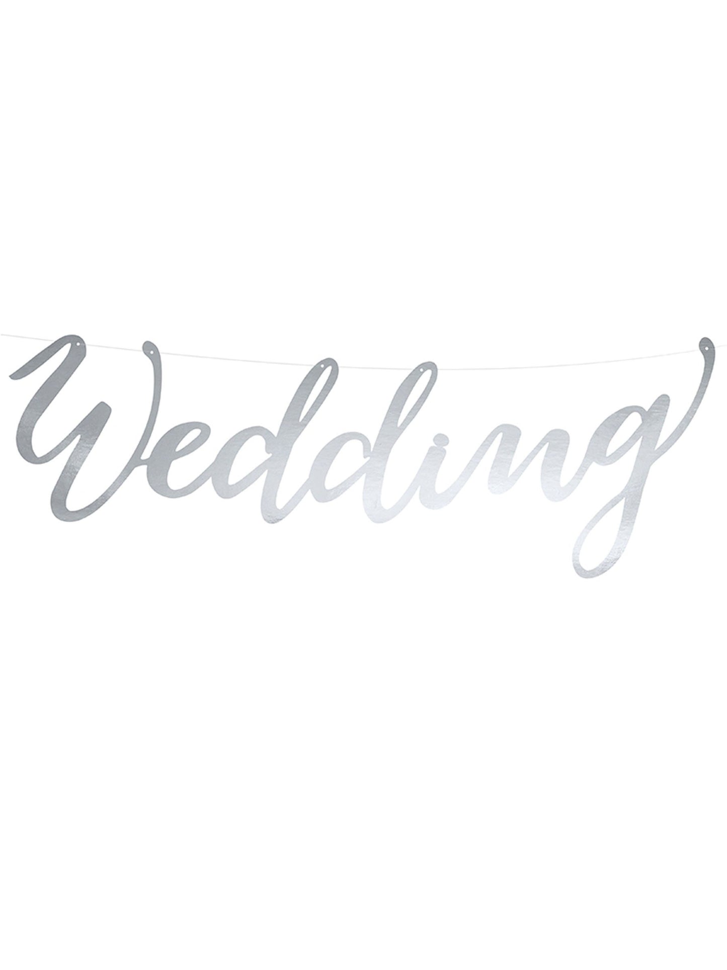 Stříbrný svatební girlanda 45 x 12 cm z kartonu 