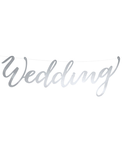 Stříbrný svatební girlanda 45 x 12 cm z kartonu 
