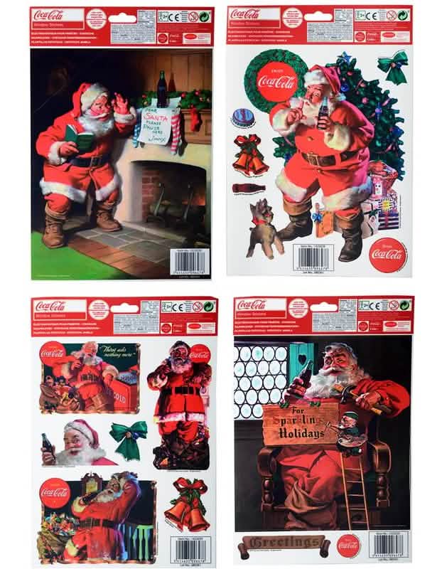 Dekorace na okna Coca-Cola santa claus pro dům červená a bílá vintage styl