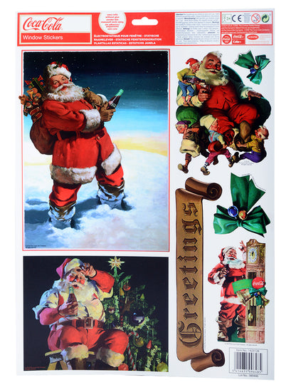 Planche complète des décorations pour fenêtres Coca-Cola Père Noël