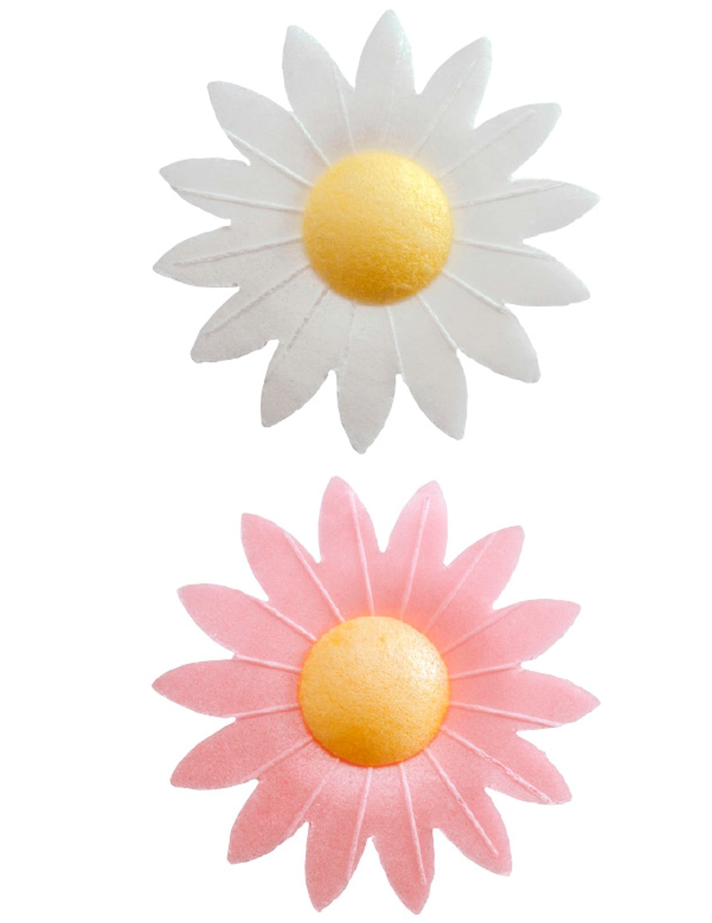 Décorations fleurs azyme pour gâteau blanches et roses