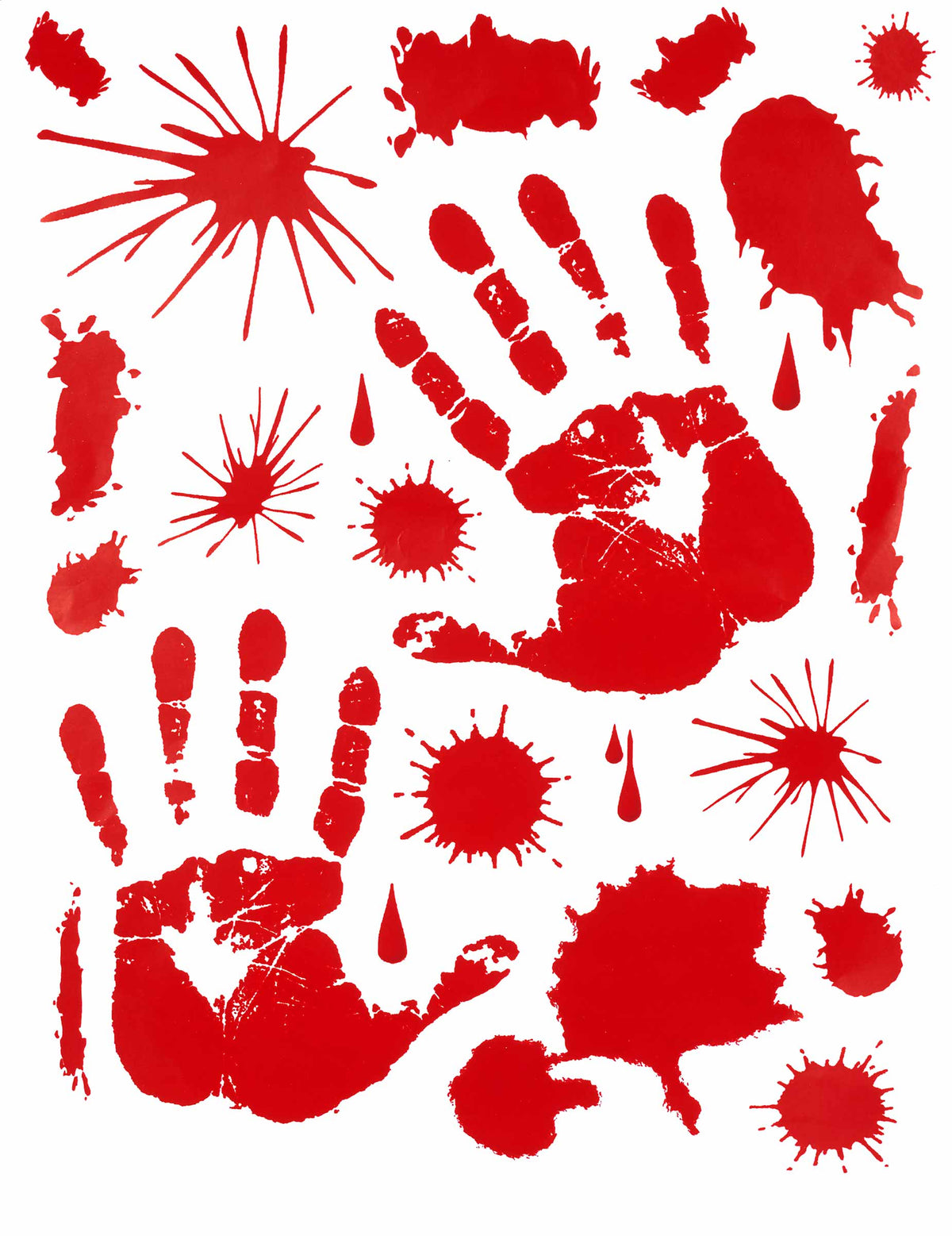Stickers mains ensanglantées pour Halloween rouges