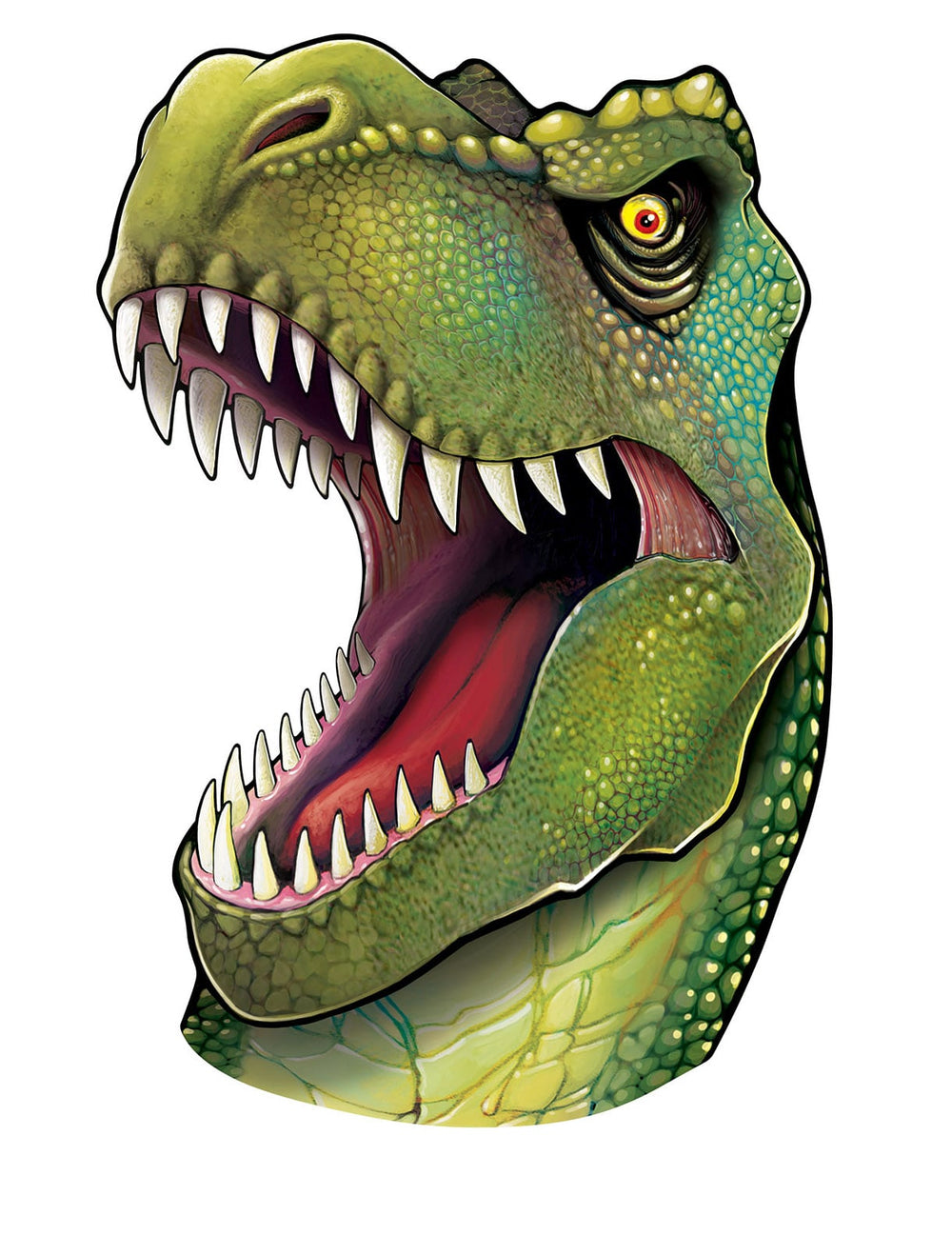 Décoration murale tête de dinosaure pour enfant vert avec gueule ouverte