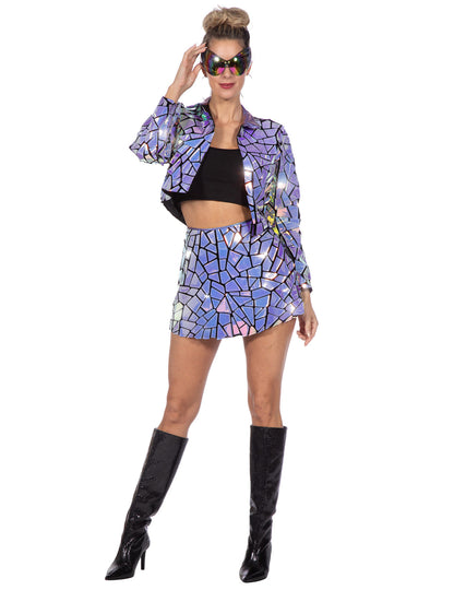 Luxusní holografický fazetovaný kostým pro ženy