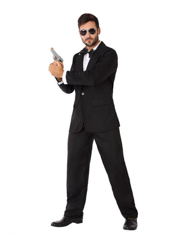 Geheimagenten-Kostüm für Herren Spion-Verkleidung schwarz-weiss