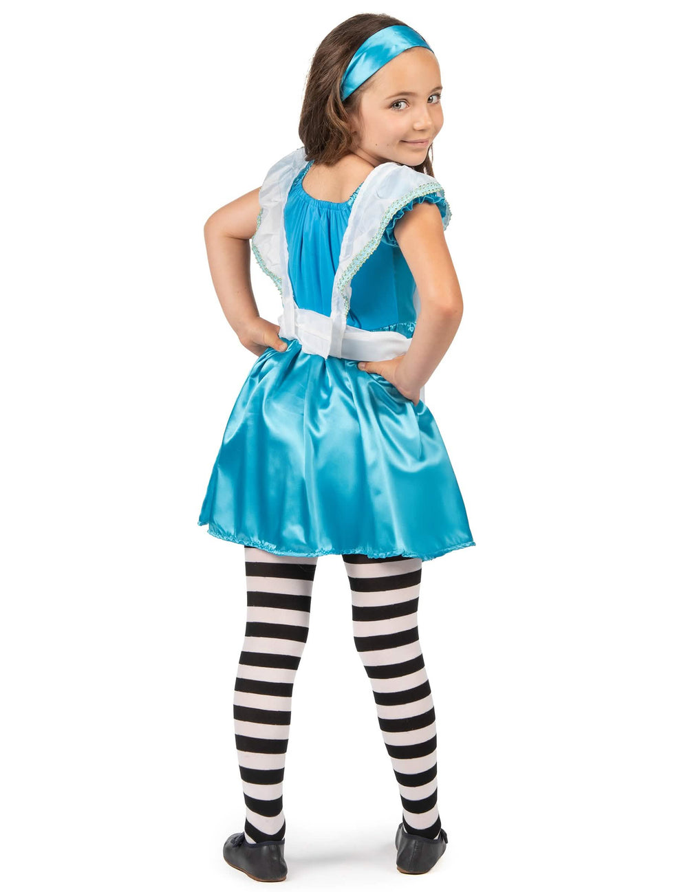 Pohled zezadu na kostým Alice pro dívku