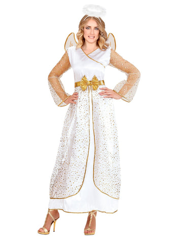 Dámský kostým anděla v bílém a zlatém provedení