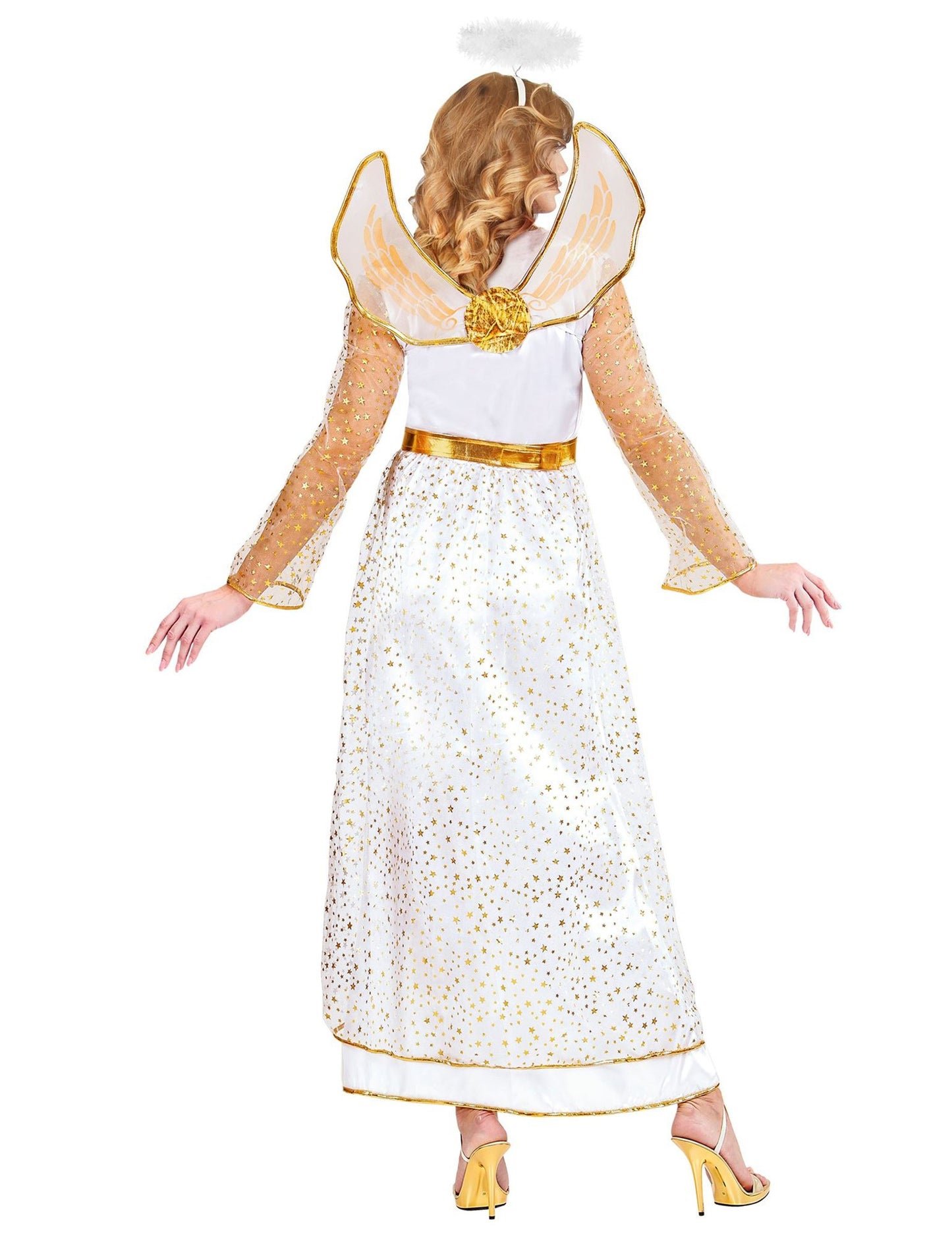Dámský kostým anděla v bílém a zlatém provedení