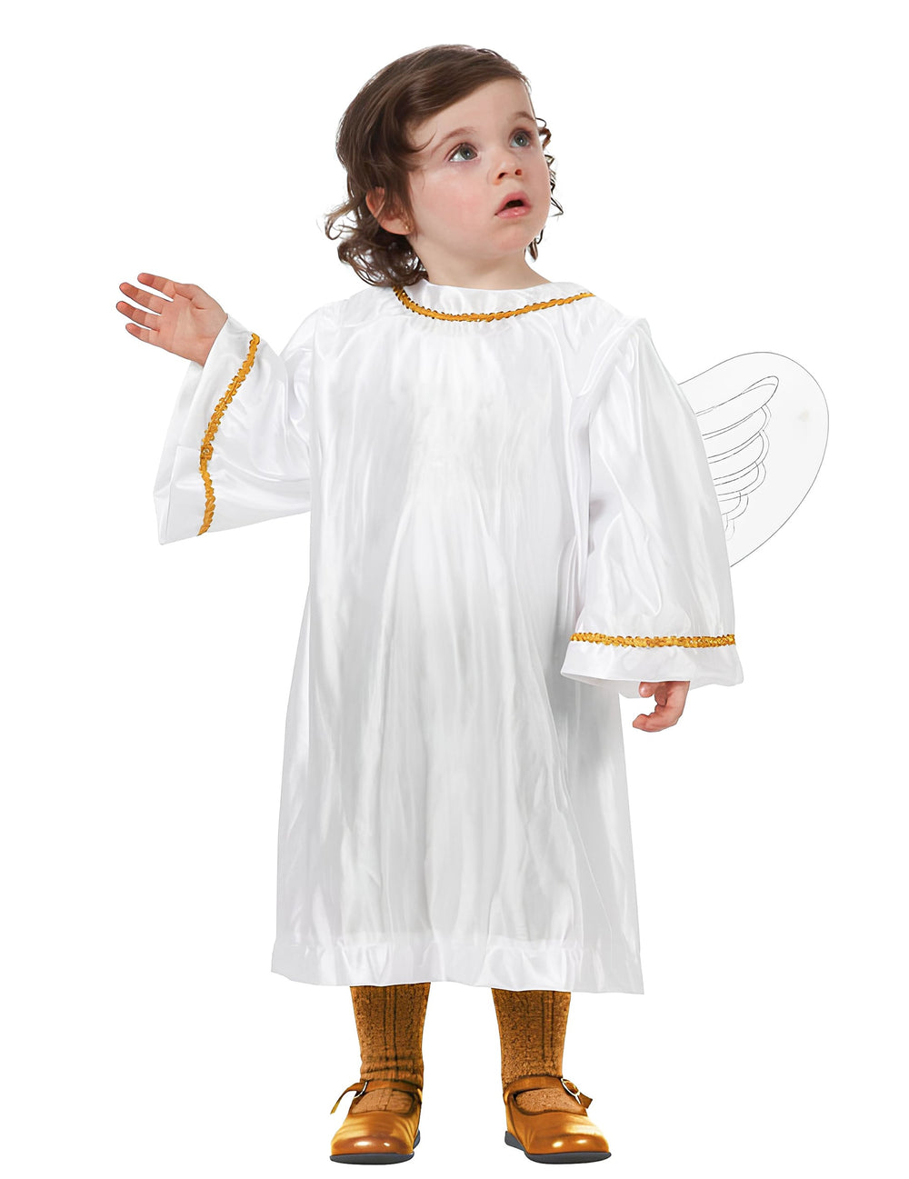 Déguisement ange de Noël pour bébé blanc et doré avec ailes