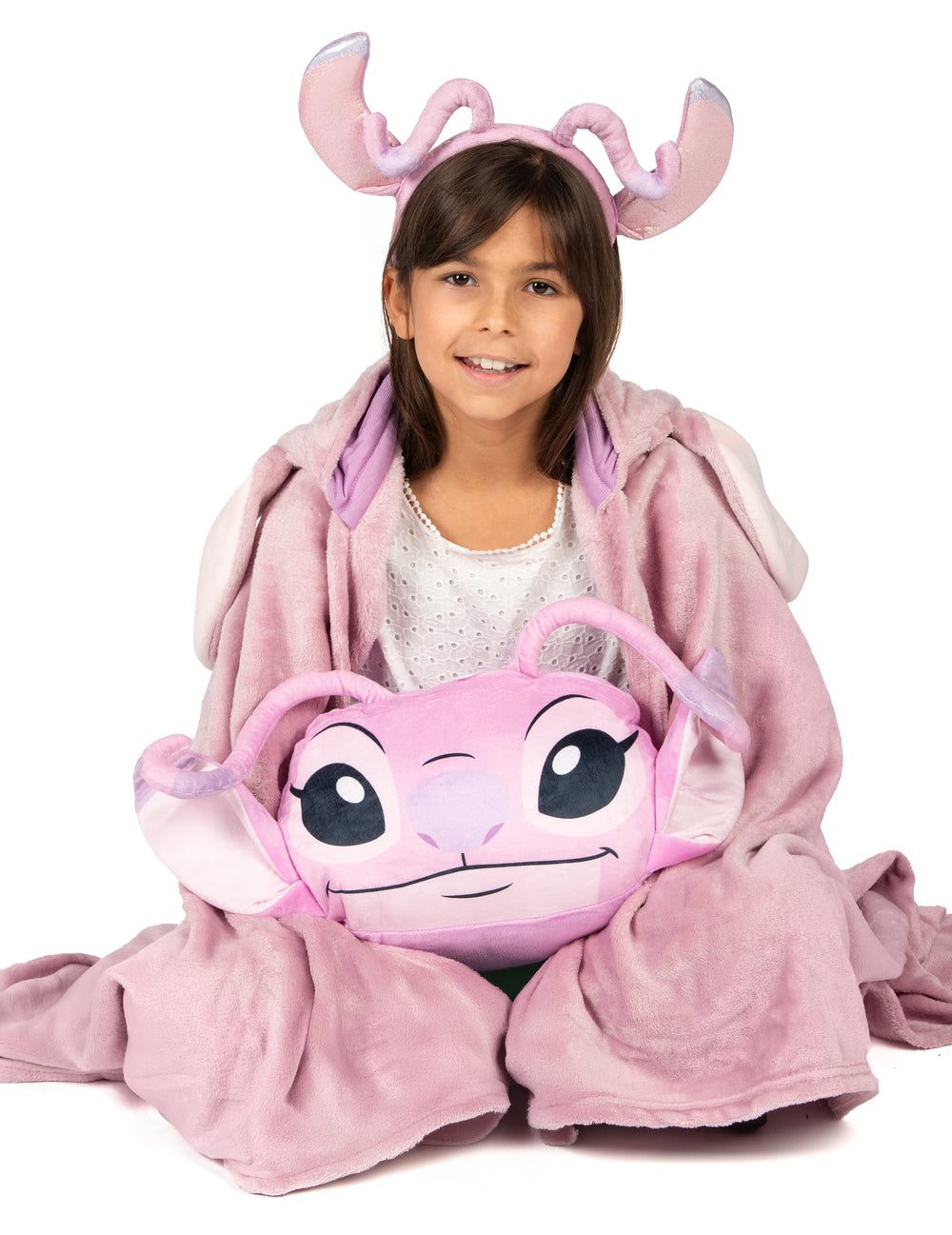 Coussin et serre-tête du déguisement plaid polaire à capuche Angel Lilo & Stitch