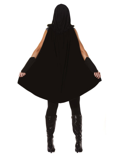 Vue de dos de la cape à capuche du déguisement d'archer