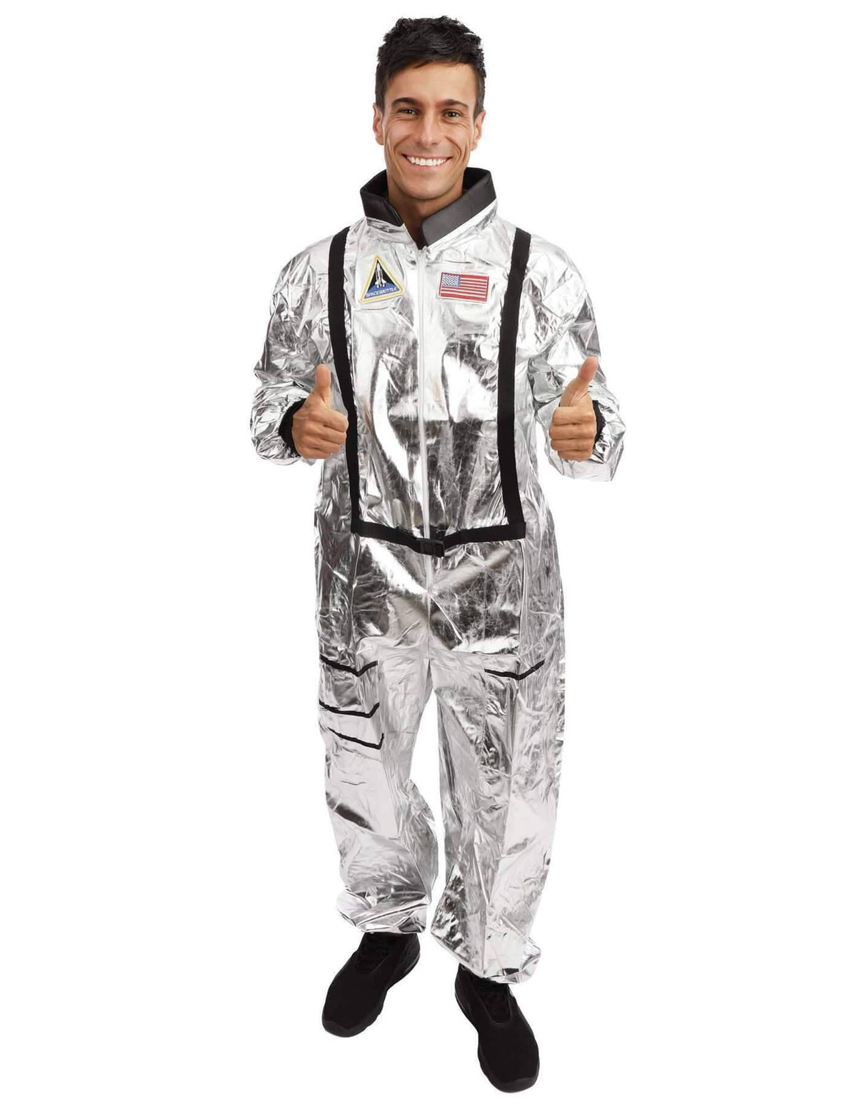 Vue de face sans le casque du déguisement d'astronaute pour homme adulte