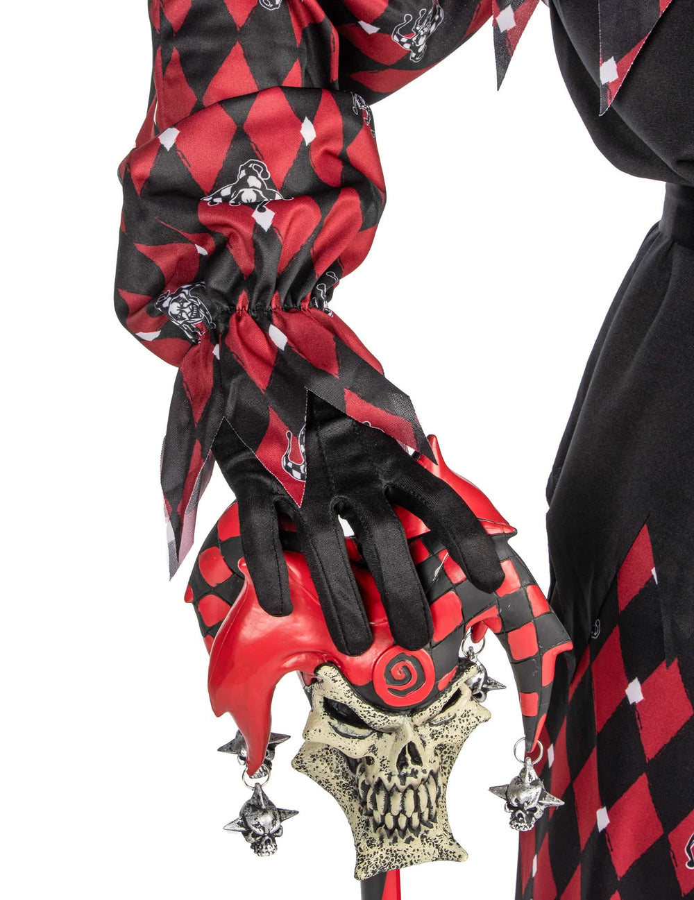 Detail žezla s lebkou pro luxusní kostým Arlequin du mal pro muž