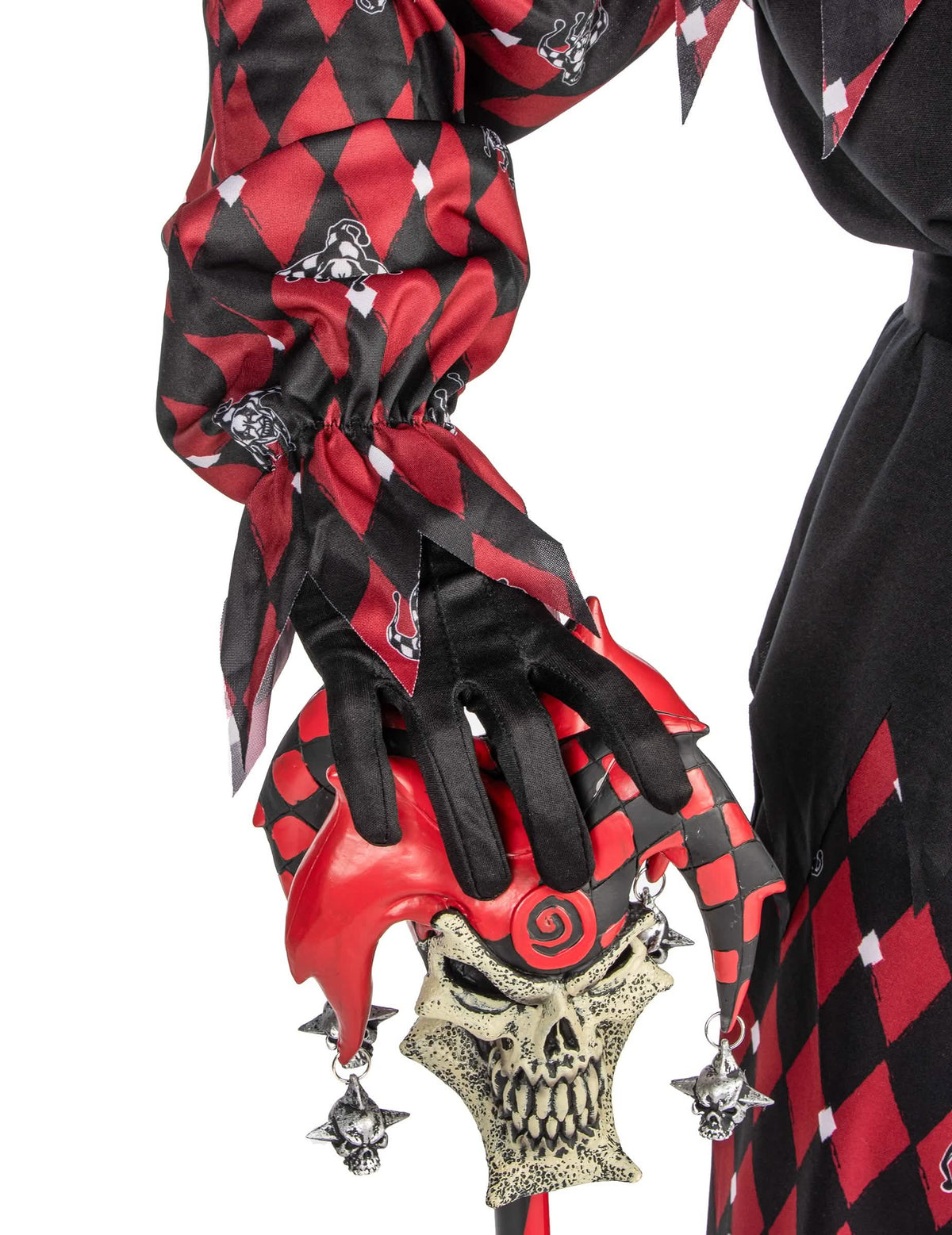 Detail žezla s lebkou pro luxusní kostým Arlequin du mal pro muž