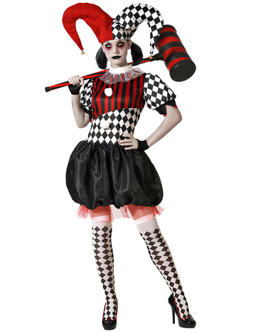 Déguisement Arlequin effrayant femme grande taille