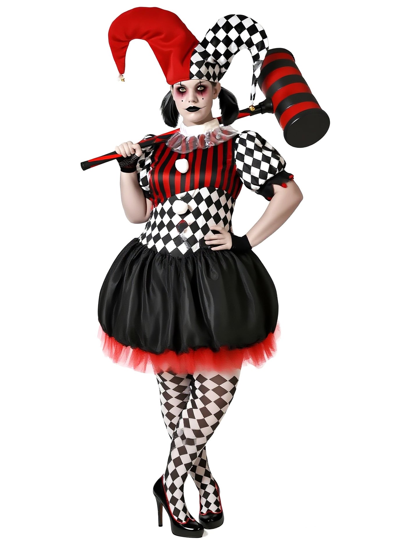 Déguisement Arlequin effrayant femme grande taille