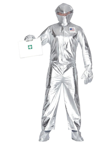 Kostým astronauta pro dospělé stříbrného typu