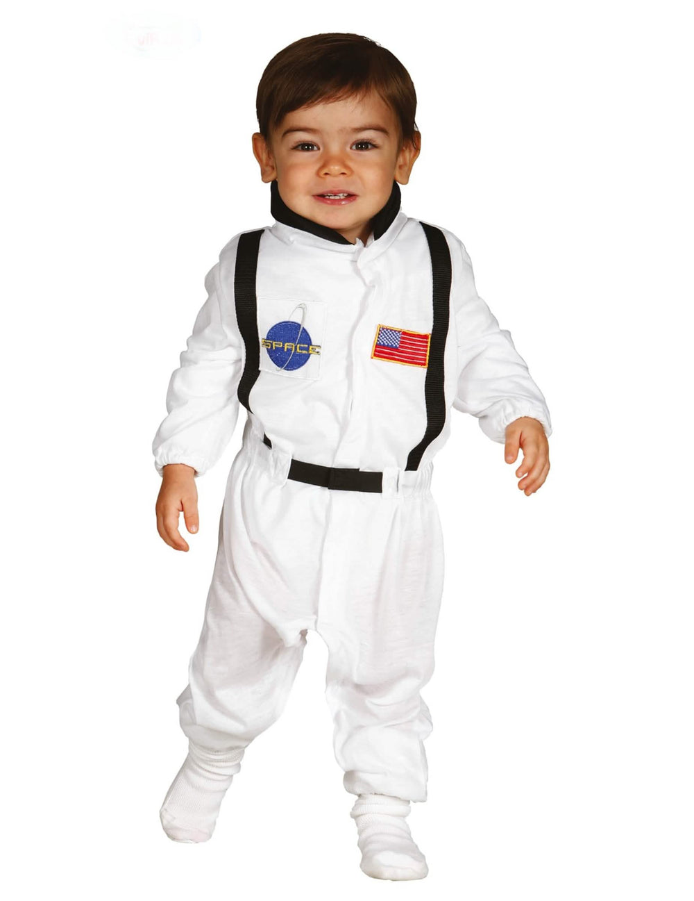 Kostým astronauti pro miminko bílá s nášivkami a černými šlemi