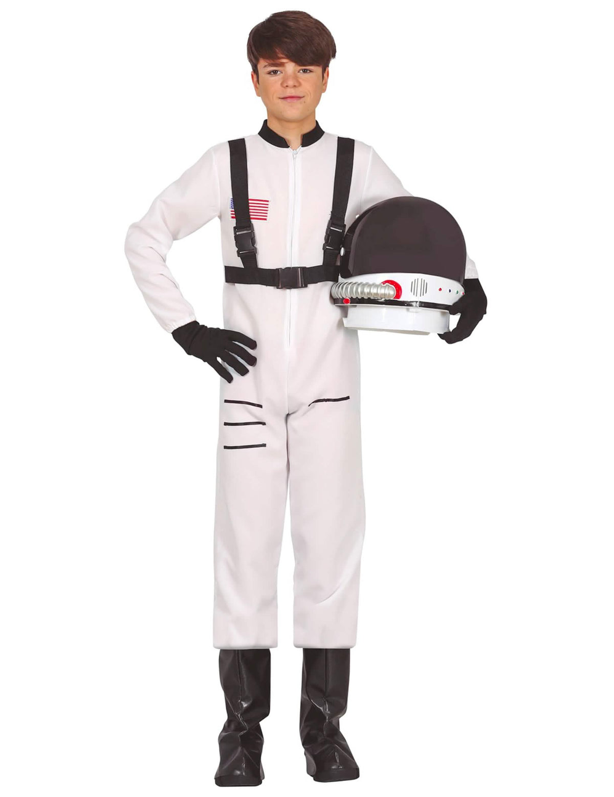 Kostým astronauti pro teenager bílá s černými popruhy a přilbou