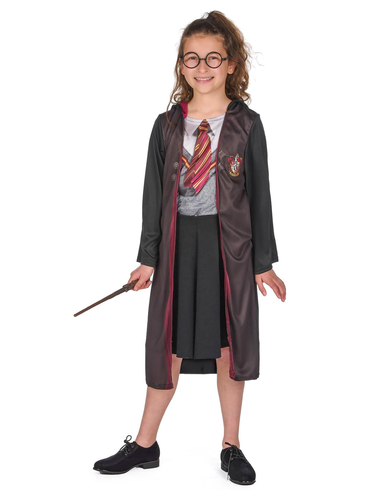 Pohled zepředu na kostým s doplňky Harry Potter™