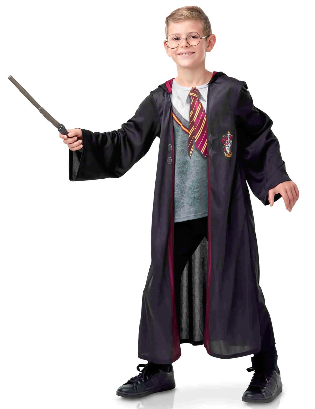 Kostým s doplňky Harry Potter pro dítě černá a bordó s hůlkou a brýlemi