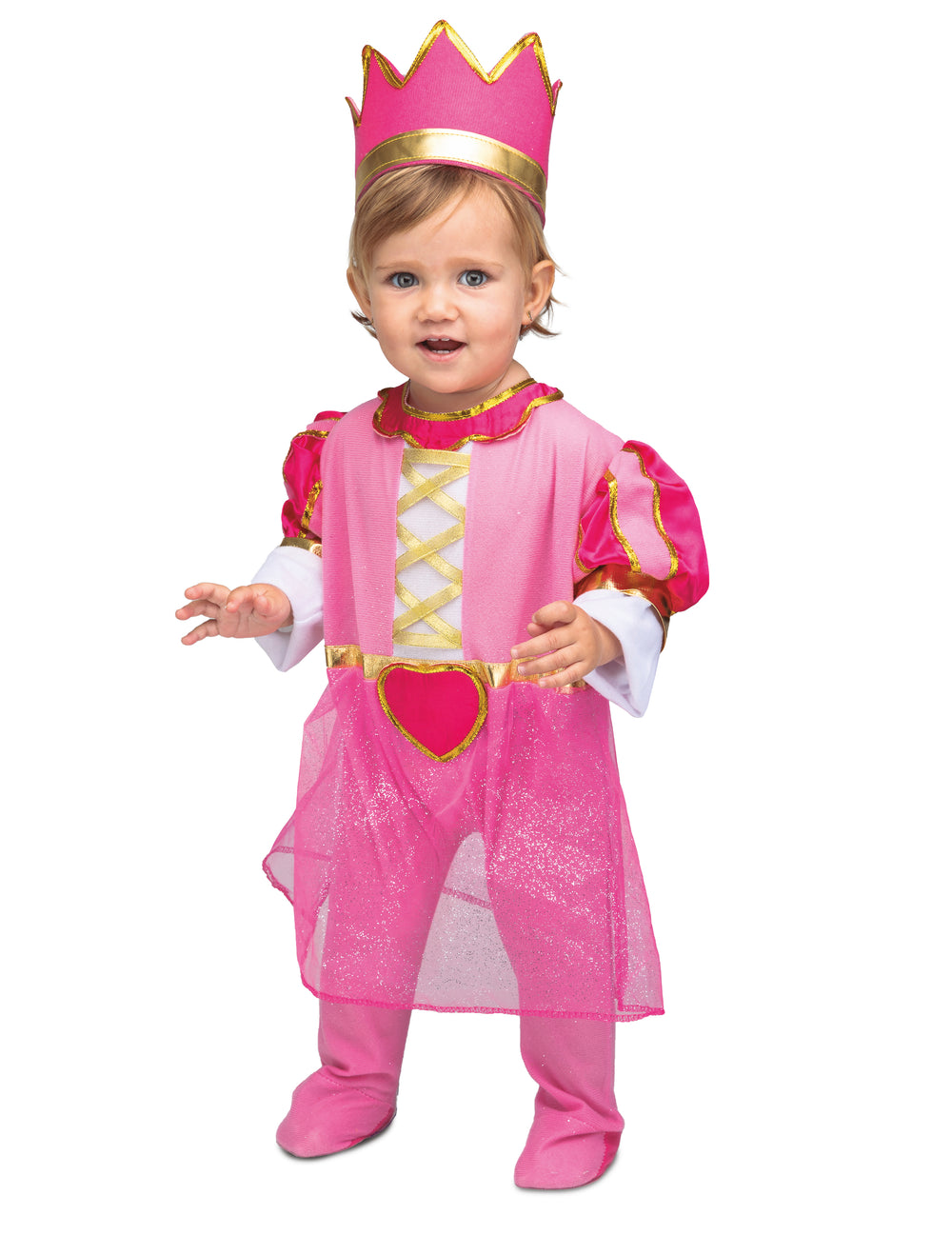 Déguisement avec couronne de princesse pour bébé rose et doré