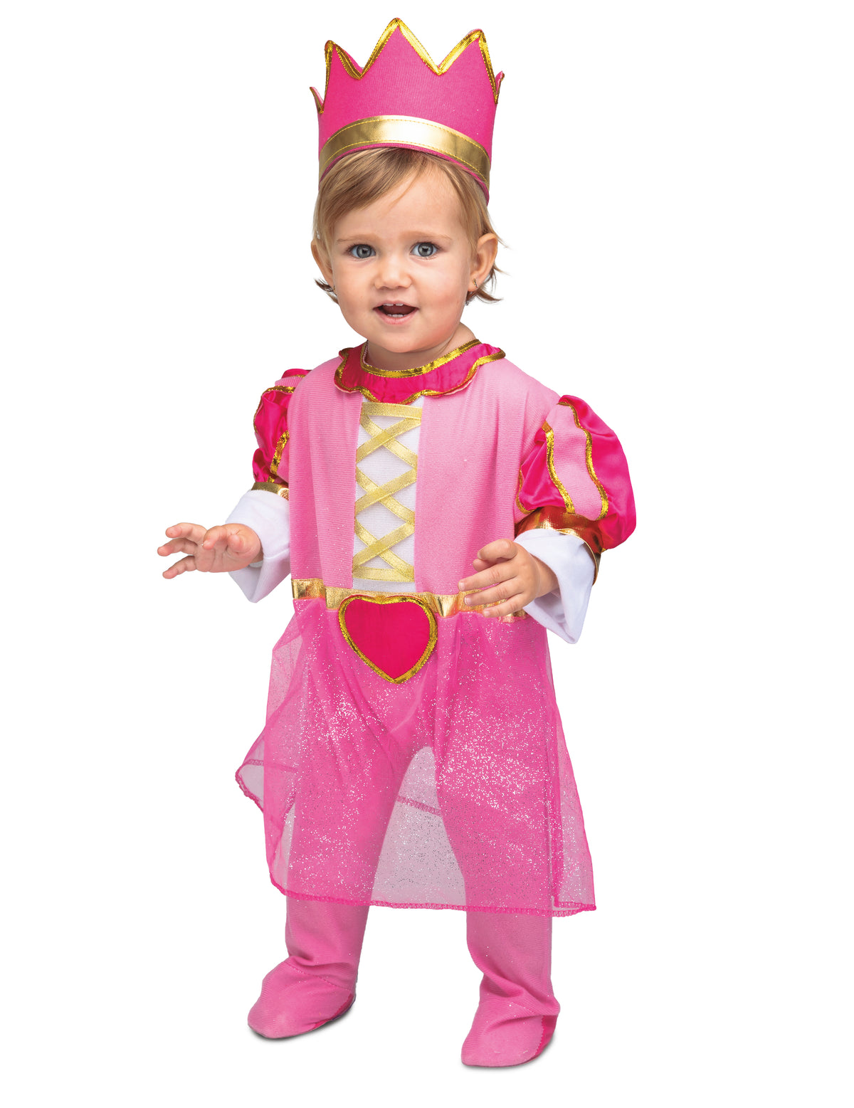 Déguisement avec couronne de princesse pour bébé rose et doré