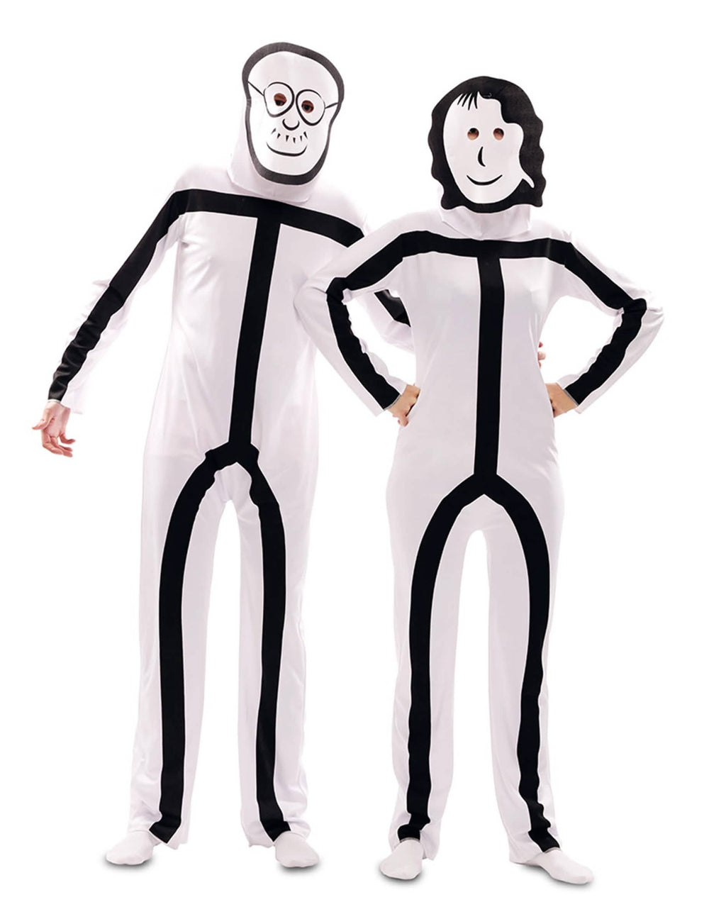 Kostým Stickman pro dospělý bílá a černá s masky