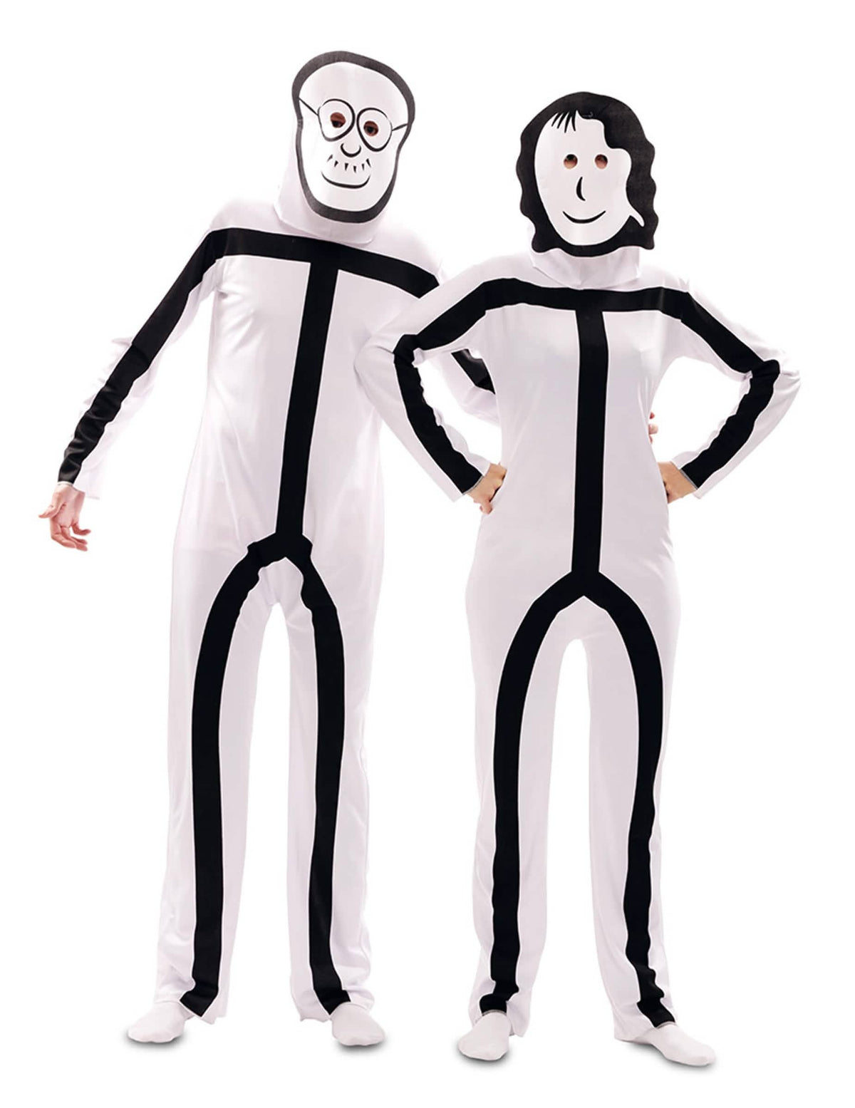 Kostým Stickman pro dospělý bílá a černá s masky