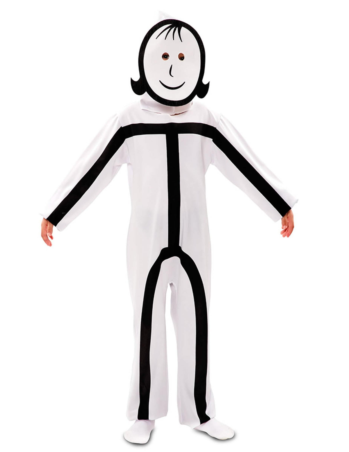 Detail masky s vlasy ke kostýmu Stickman pro dítě