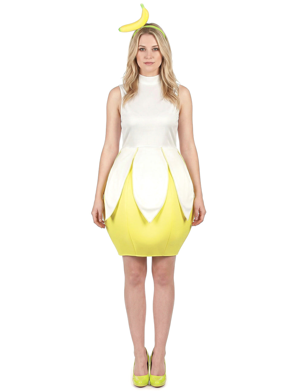 Vue de plein pied du déguisement de banane pour femme