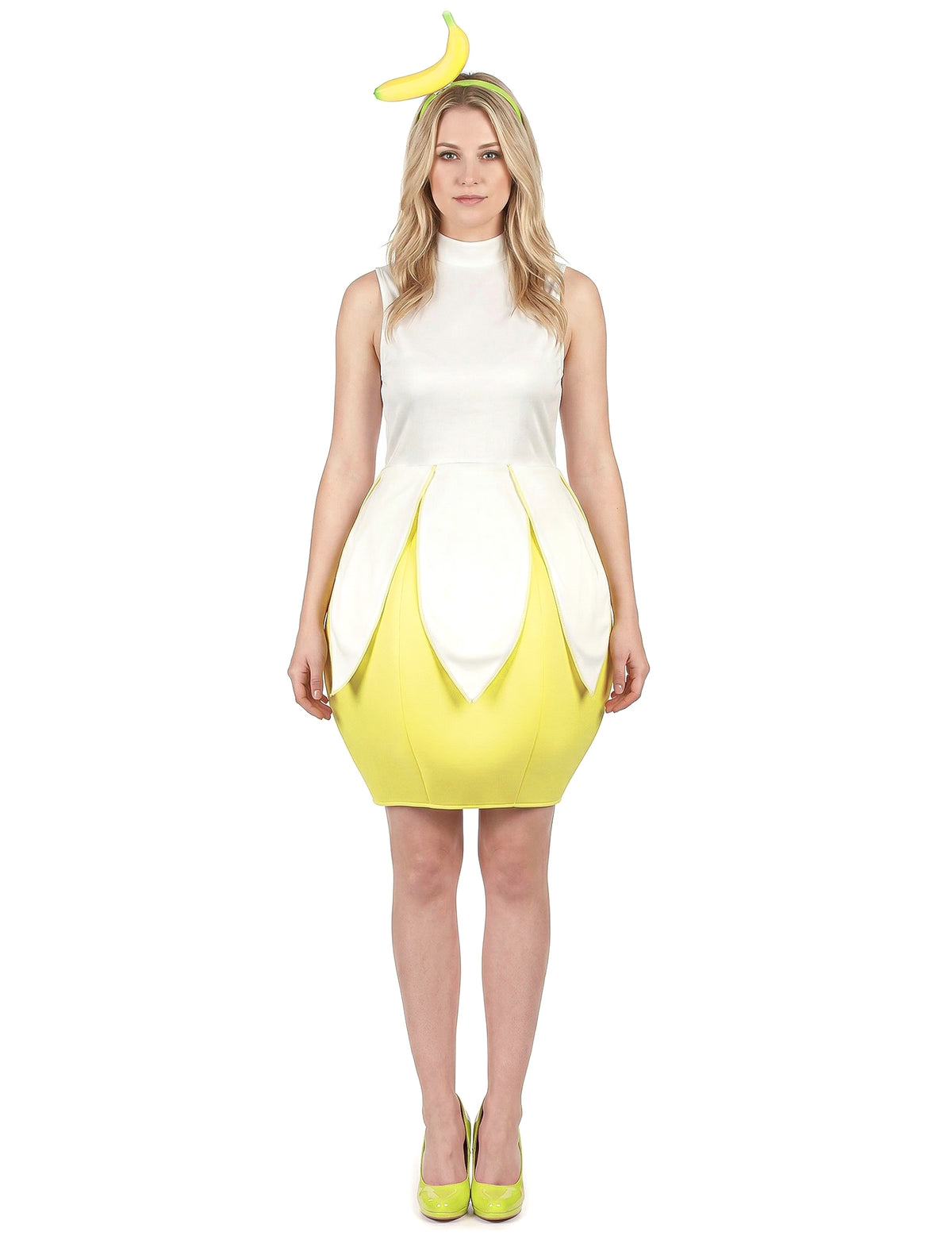 Vue de plein pied du déguisement de banane pour femme
