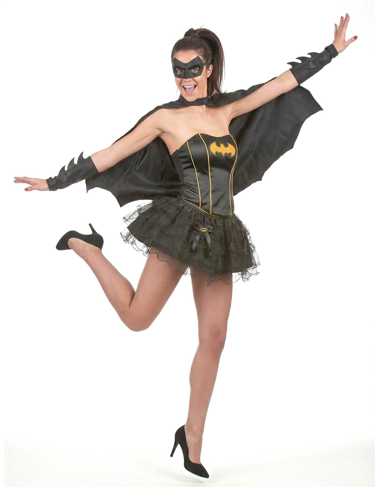 Póza s rozloženým pláštěm kostýmu sexy Batgirl™ pro ženu