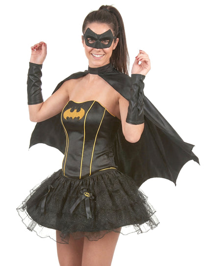 Vue de face du déguisement Batgirl sexy pour femme