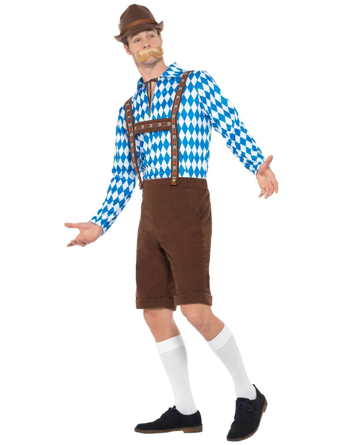 Pohled ze tří čtvrtin na bavorský kostým pro dospělého