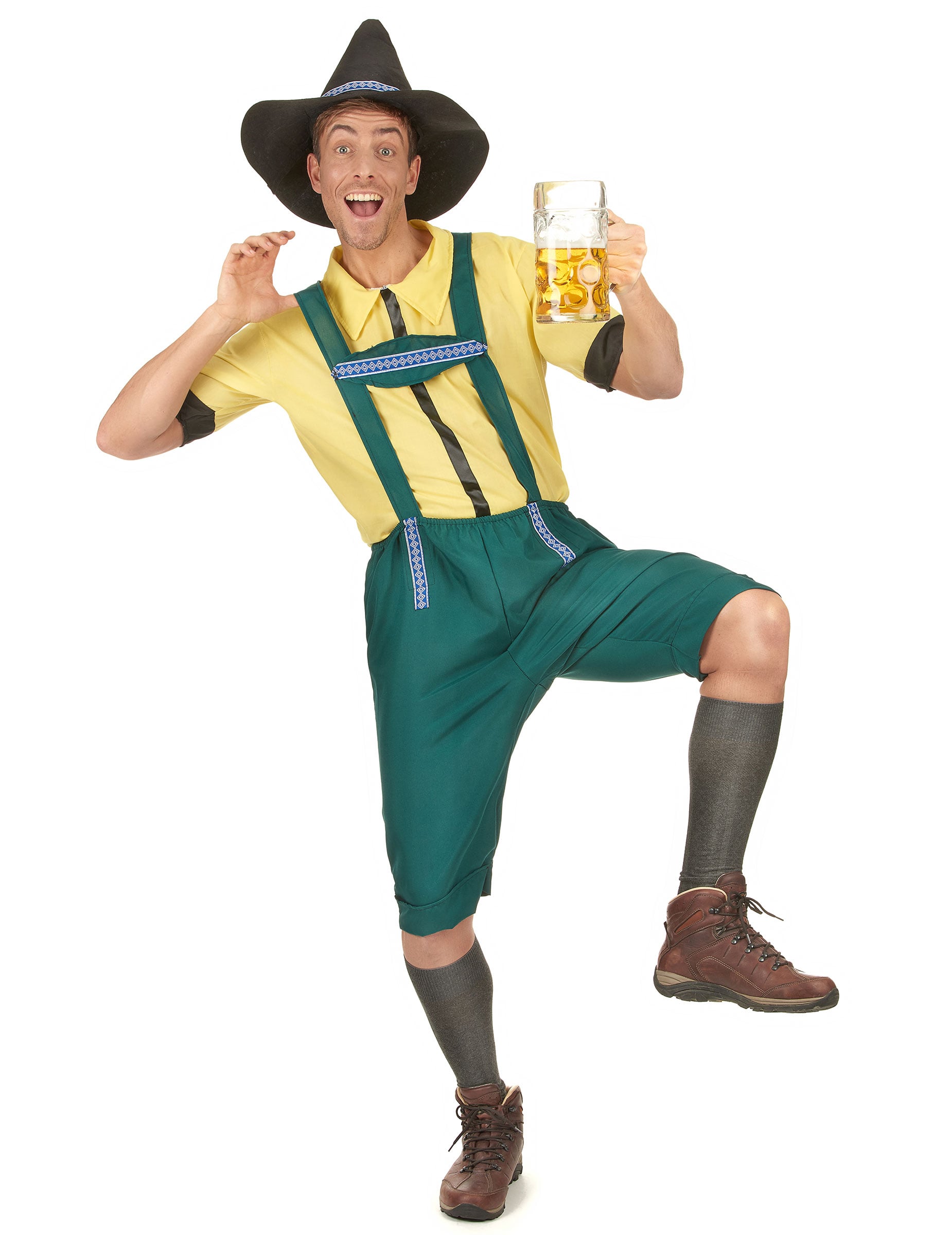 Déguisement bavarois pour homme jaune et vert