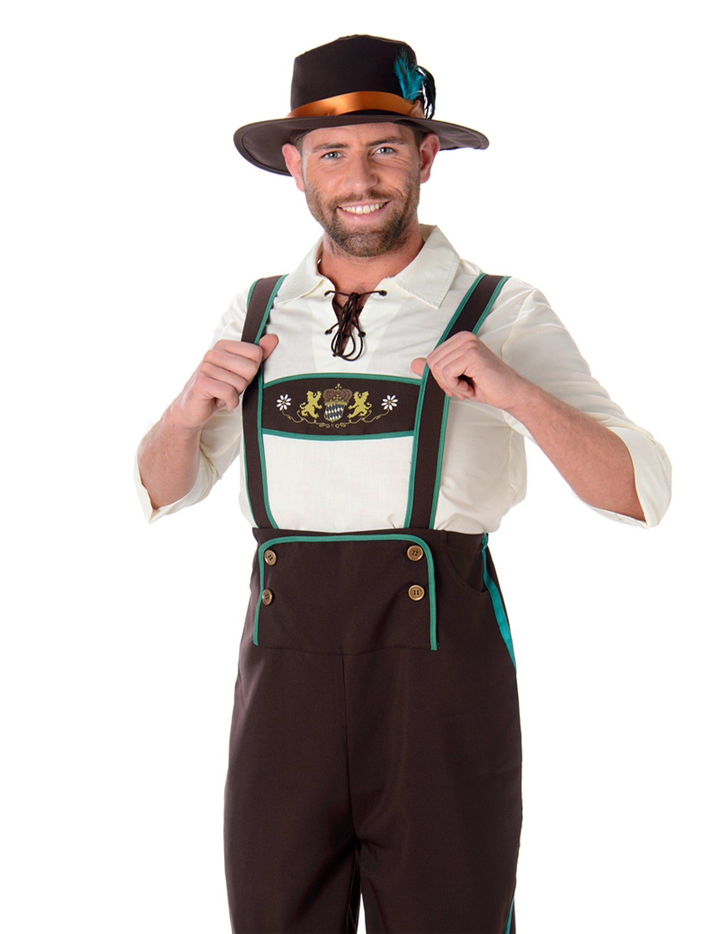 Détail du buste et du chapeau du déguisement bavarois