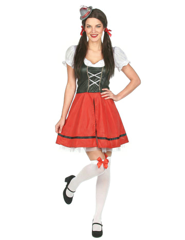 Sexy Bayerin Dirndl-Kostüm für Damen schwarz-weiss-rot