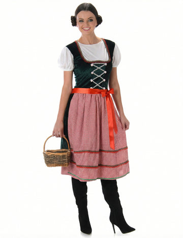 Bayerisches Dirndl Kostüm für Damen rot kariert