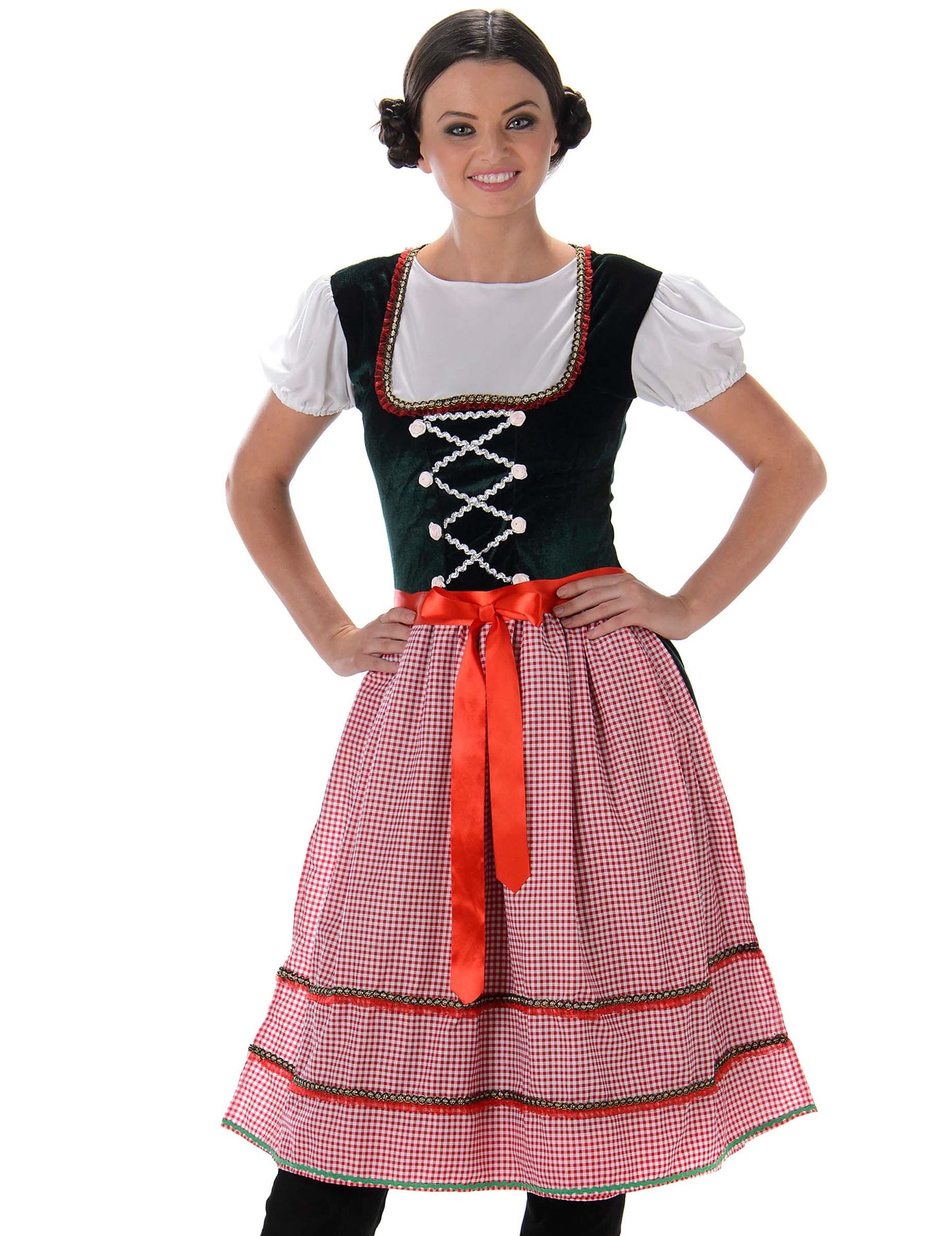 Gros plan sur le bustier à laçage du déguisement Bavaroise robe longue