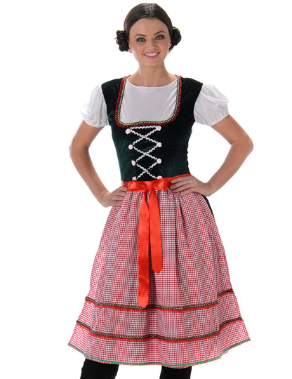 Gros plan sur le bustier à laçage du déguisement Bavaroise robe longue